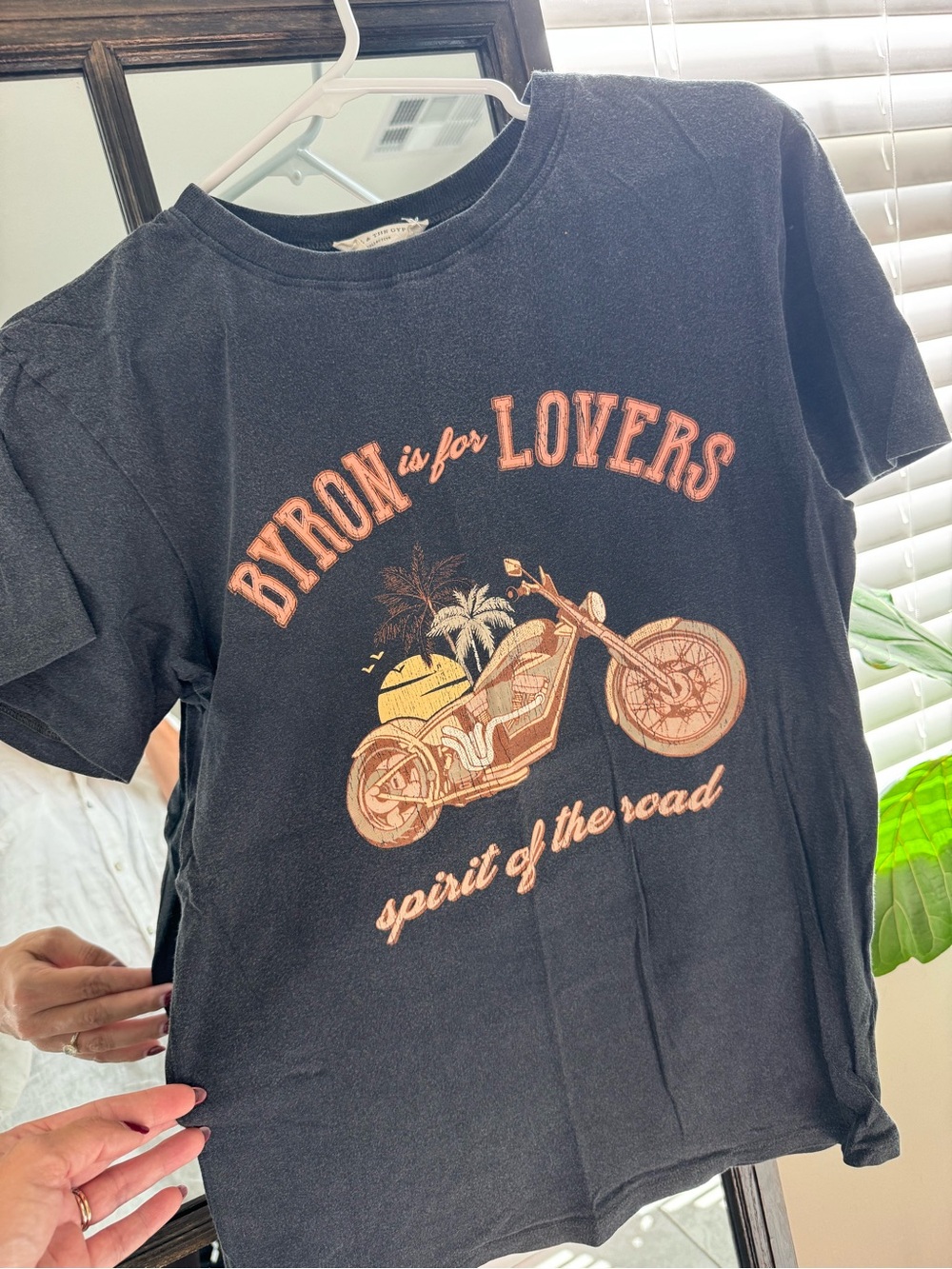 Spell Byron Is For Lovers Graphic Tee - Black with Peach & Cream Print
